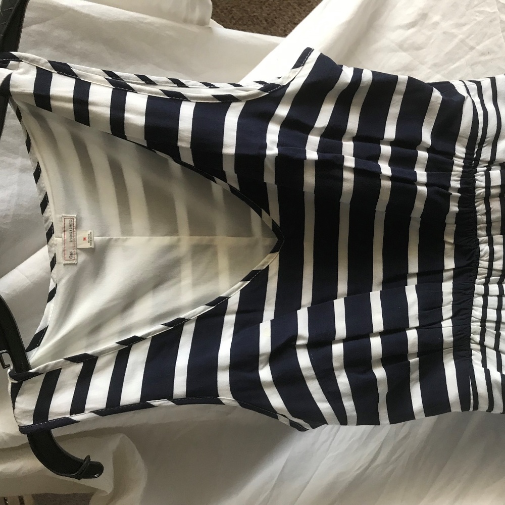 Navy stripe dress with pockets